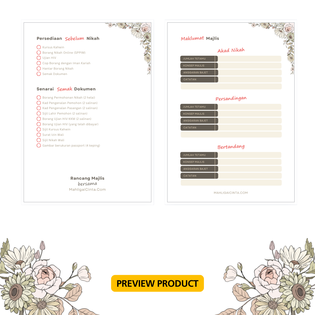 Wedding Checlist A4 (Print) by Mahligai Cinta 2