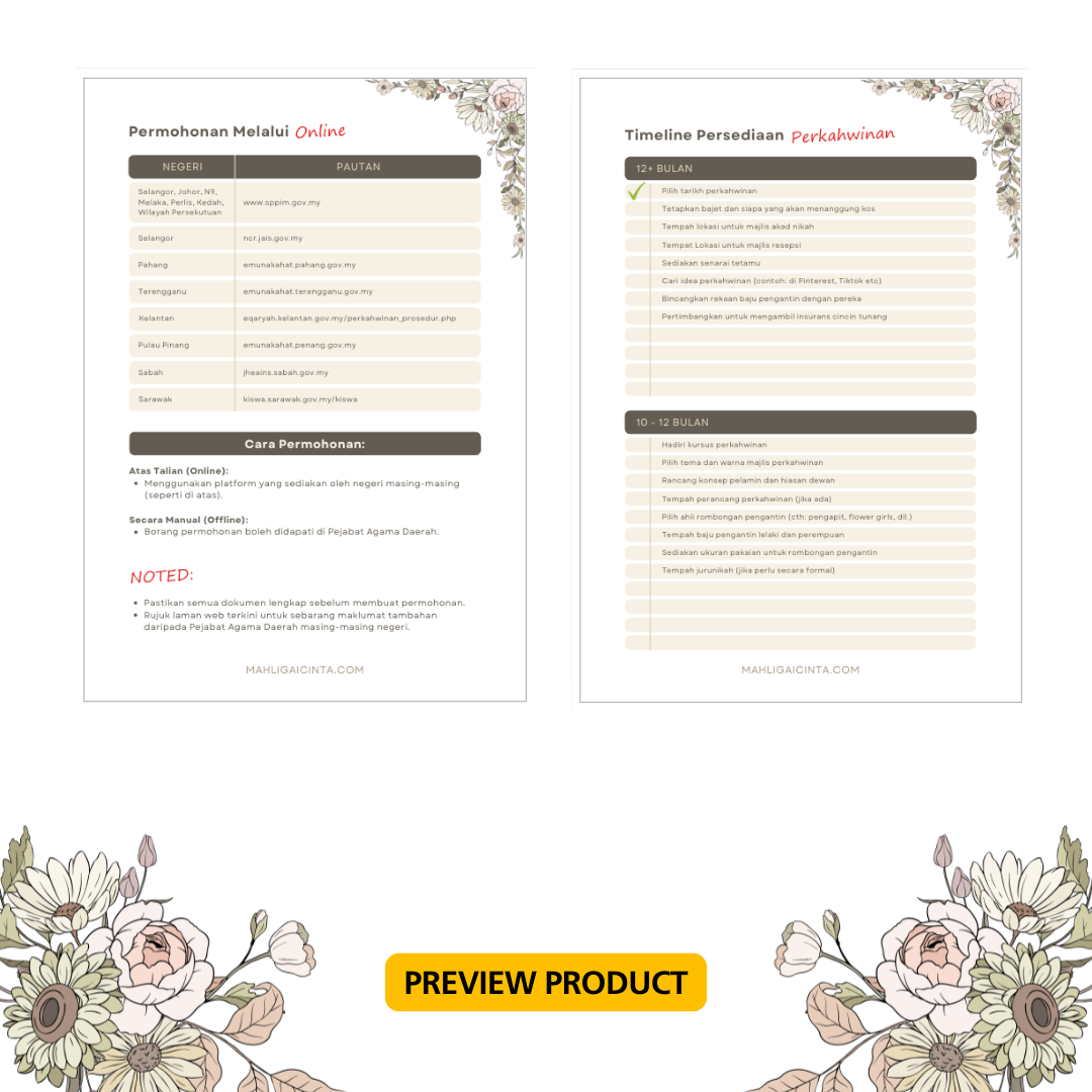 Wedding Checlist A4 (Print) by Mahligai Cinta 3